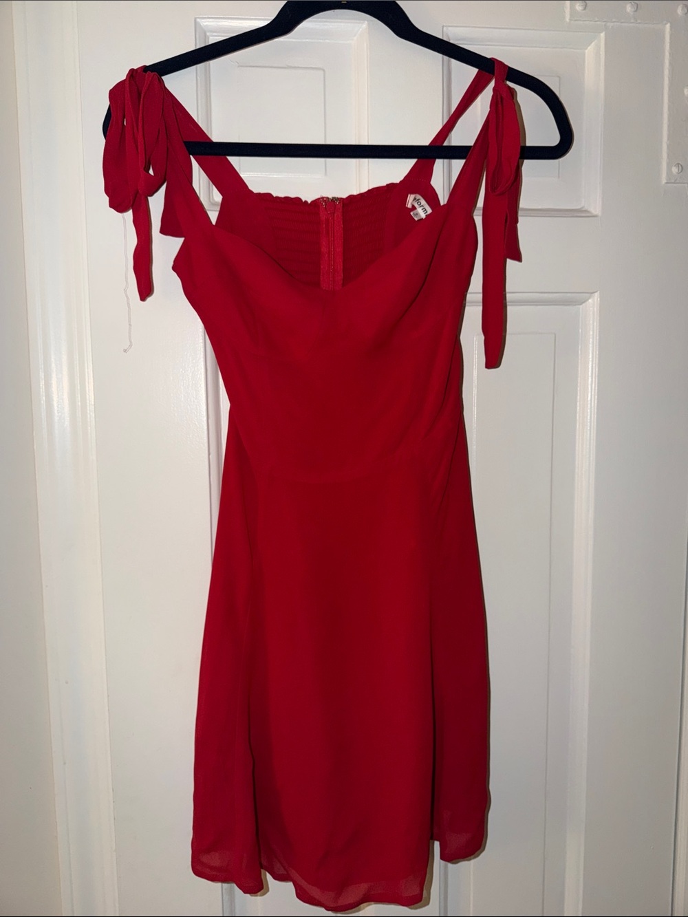 Reformation Red Tie-Shoulder Mini Dress
